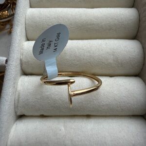 Gold 14 KT Italian Nail Ring Size 8